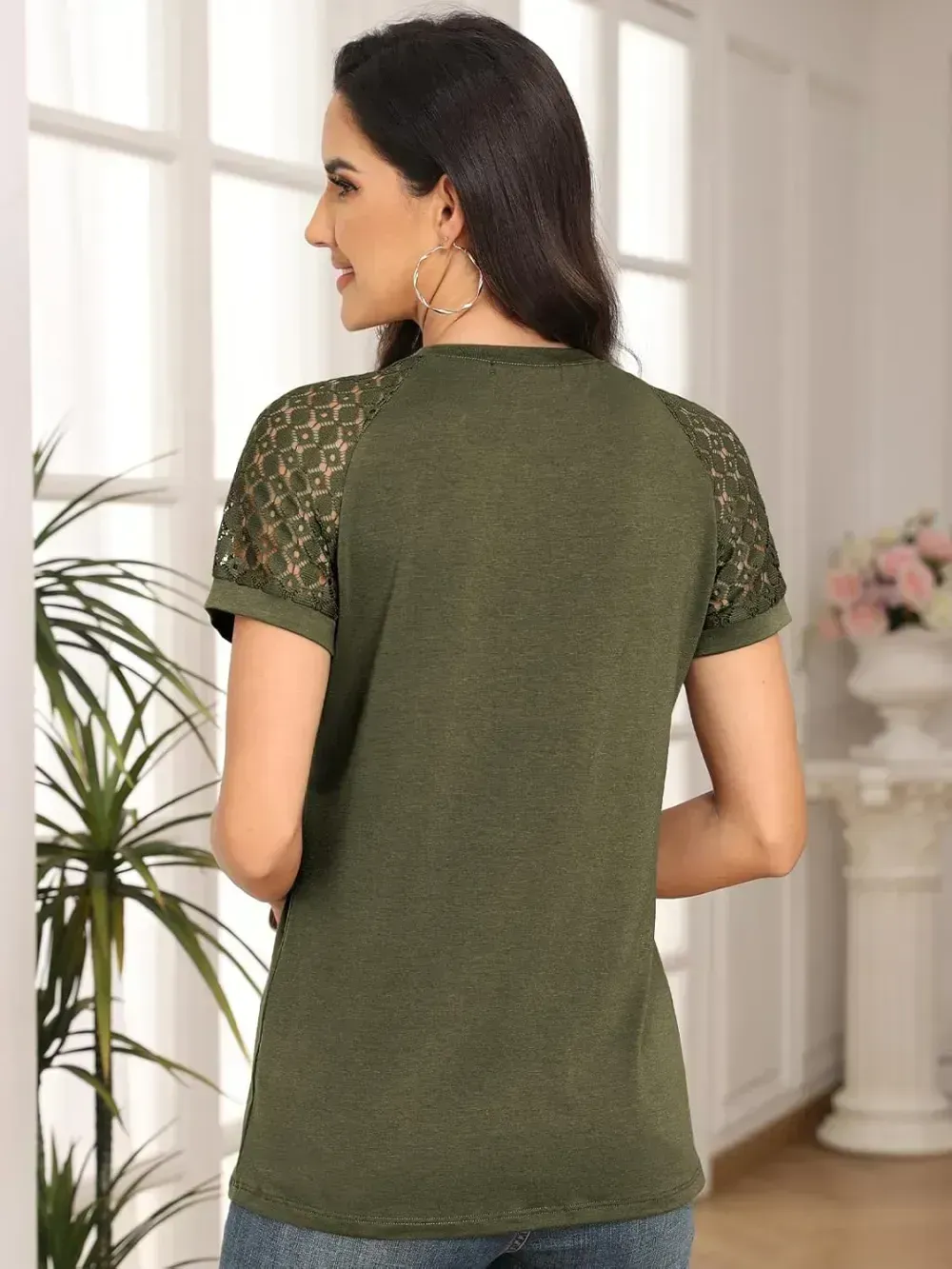 AUTOMET Womens Tshirts Trendy Fashion Tops Lace Short Sleeve Business Tee Shirts Casual Knitted Blouses Summer Outfits 2024