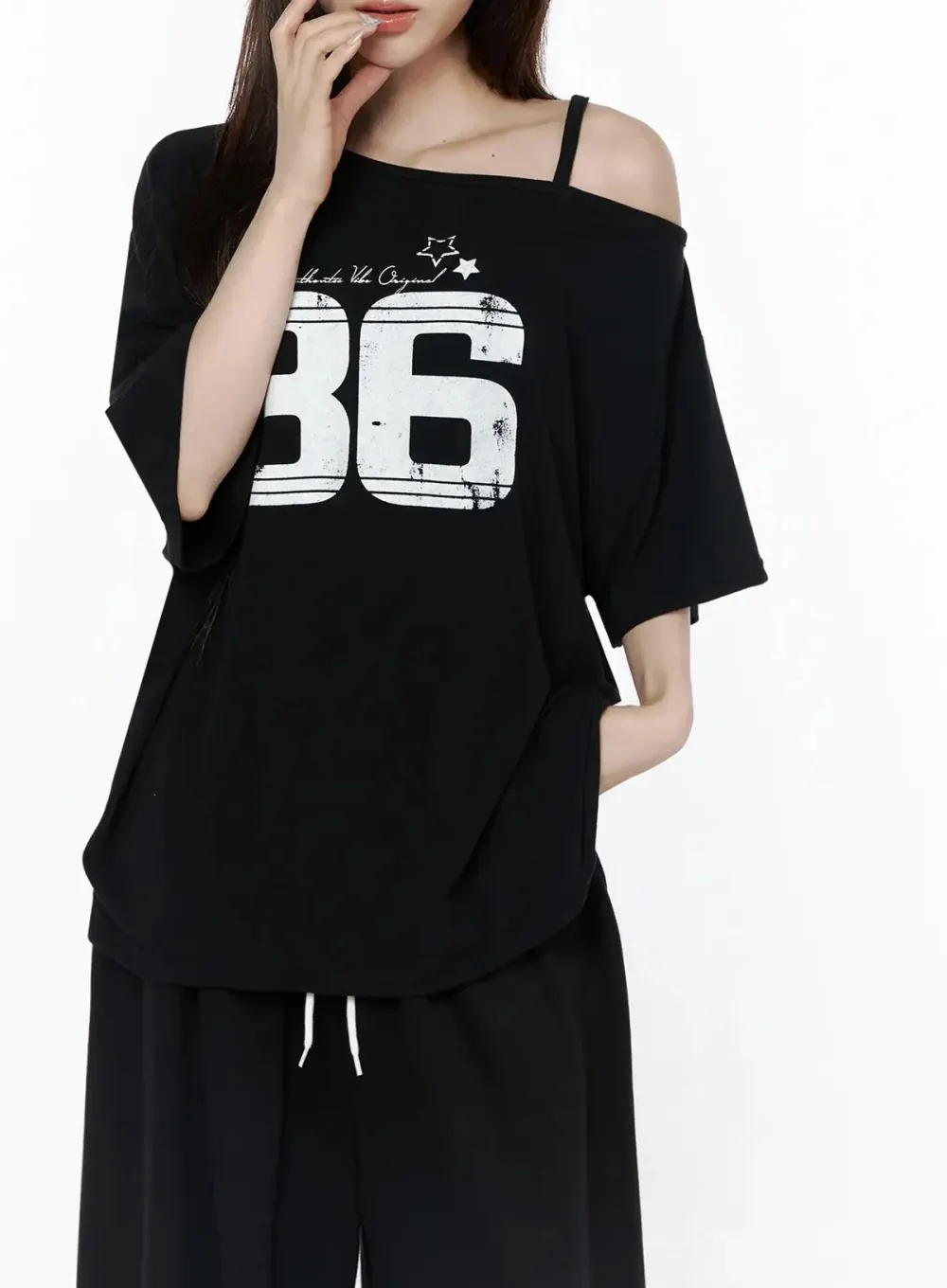 Graphic Off-Shoulder T-Shirt