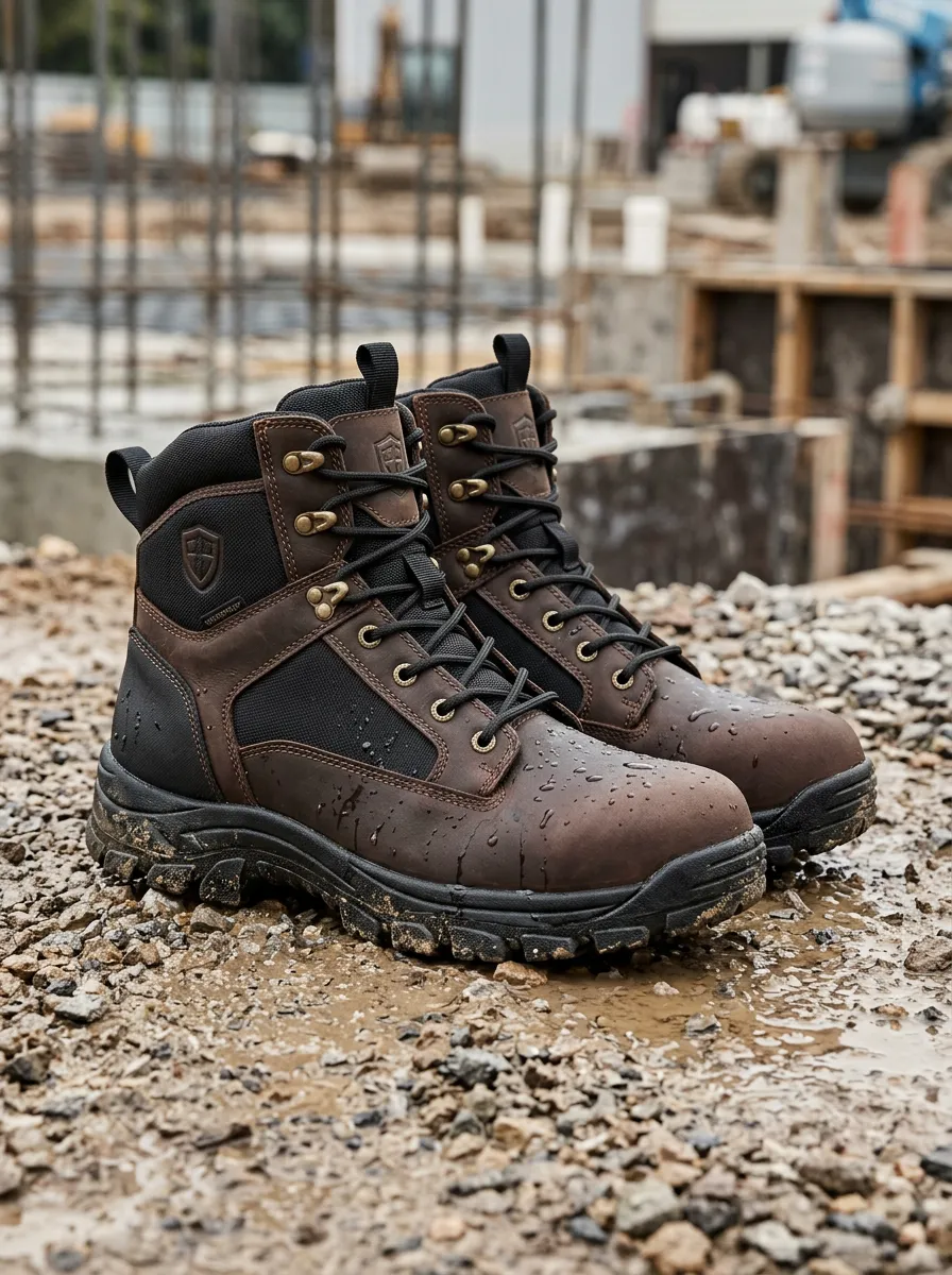 Men's Waterproof Tactical Shield Logo Printed Work Boots