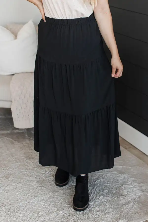 Elastic Waist Casual Maxi Skirt