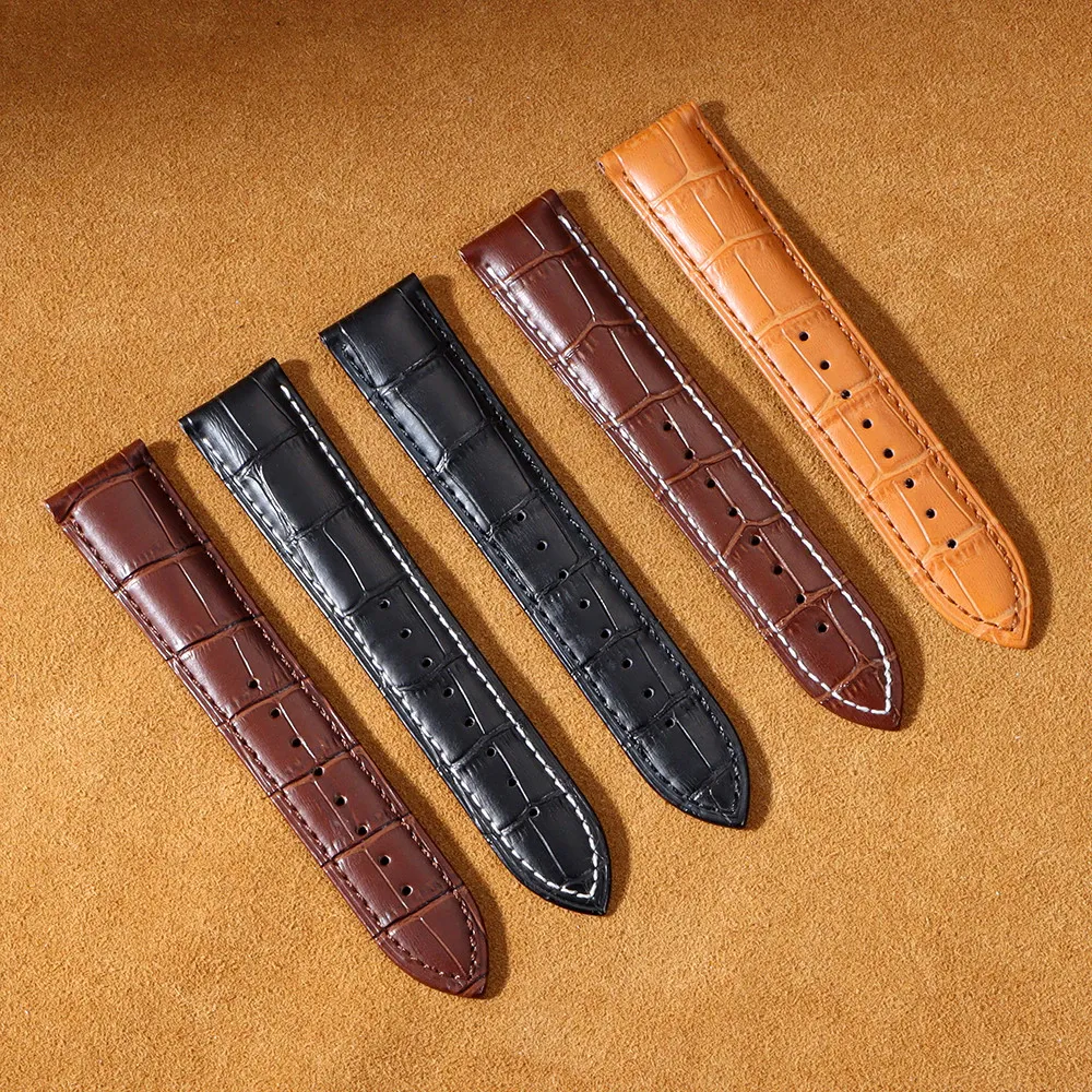 Leather Watch Strap Replacement Band with Butterfly Clasp – Classic Wristband