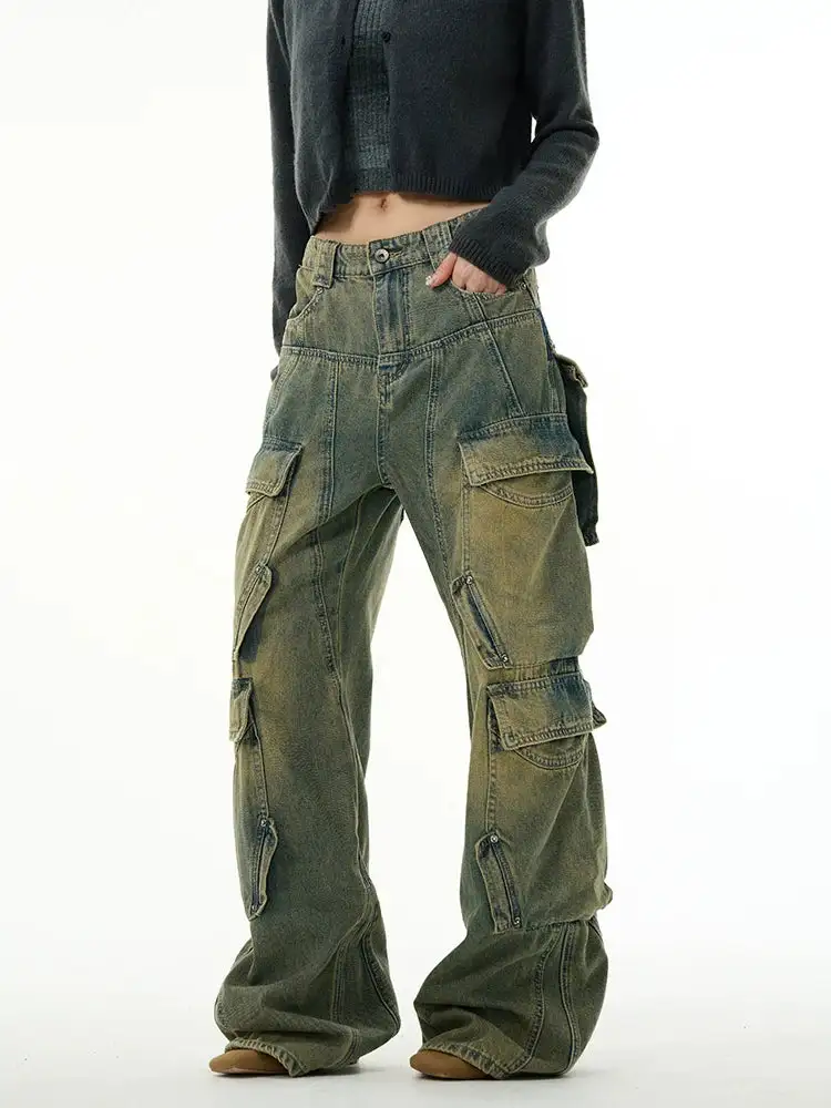 Multi-Pocket Cargo-Pocket Denim Jeans