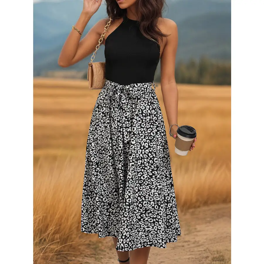 Neck Halter Neck Midi Dress
