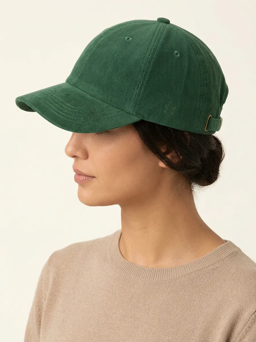 Unisex Minimalist Leaf Embroidered Corduroy Baseball Cap