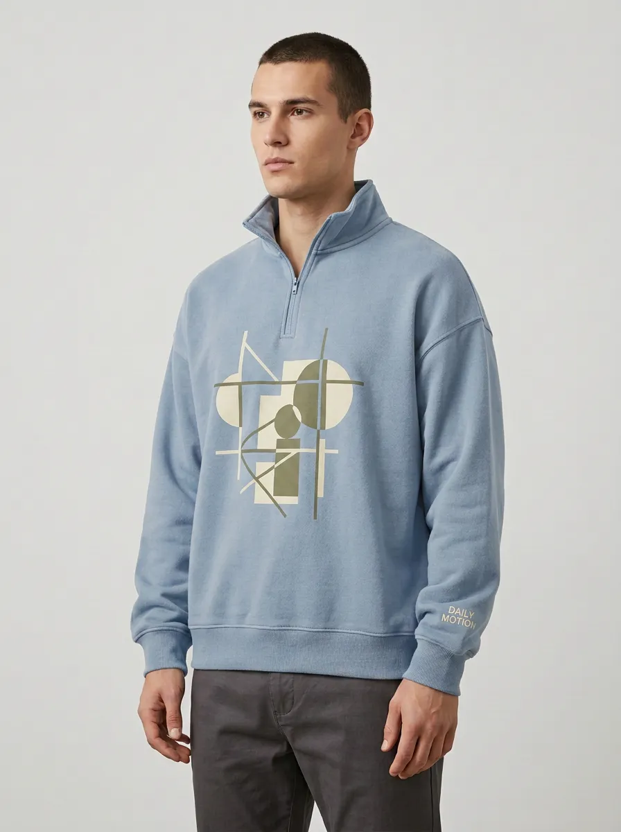 Travel Half-Zip Geometric Abstract Men's Half-Zip Sweatshirt