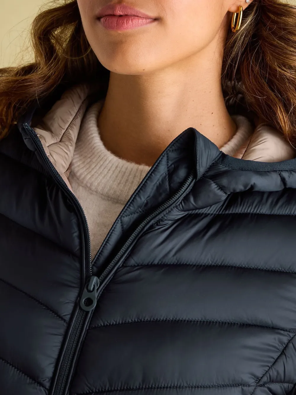Navy Showerproof Padded Coat with Hood