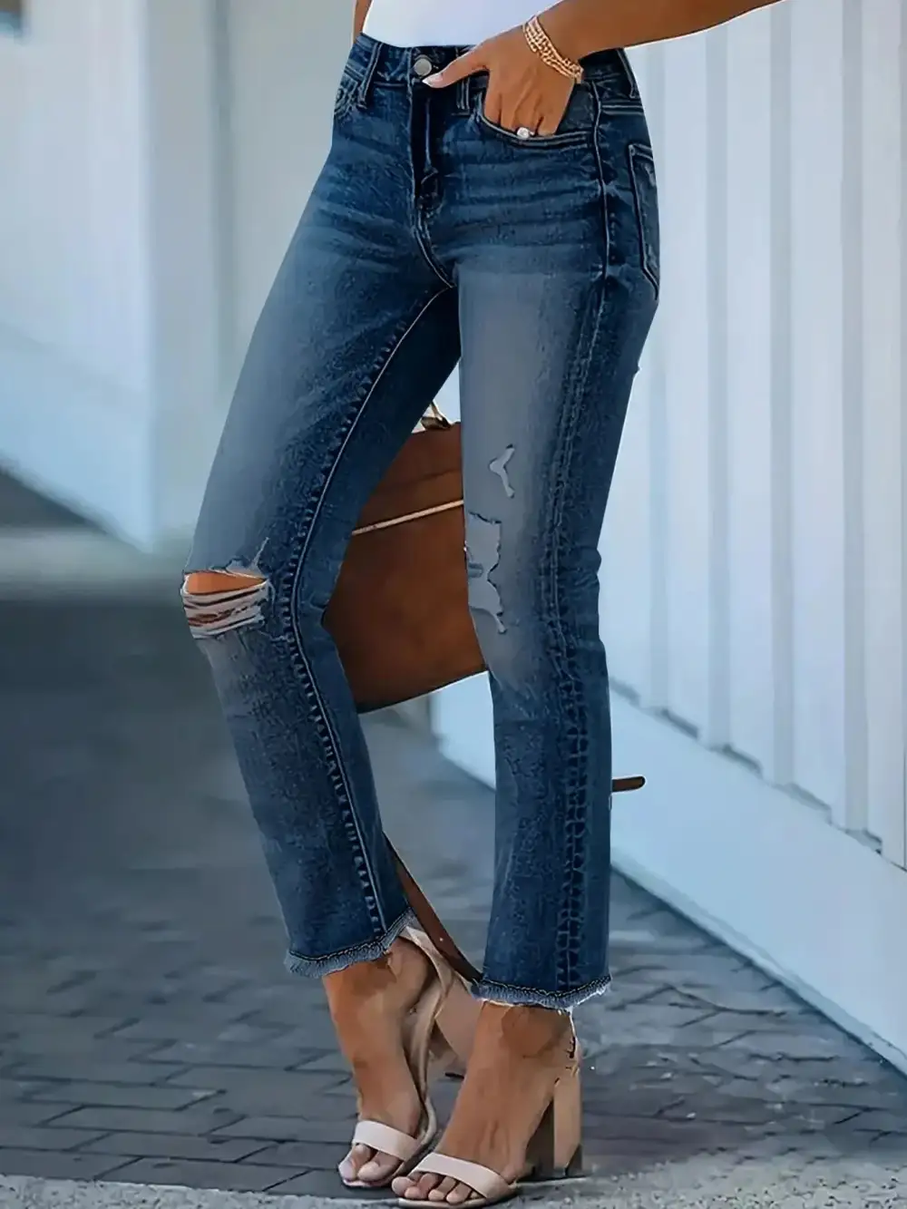 Everyday High Waist Skinny Distressed Denim Jeans