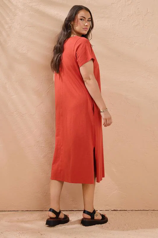 Burnt Orange Premium Cotton Dress detail 2