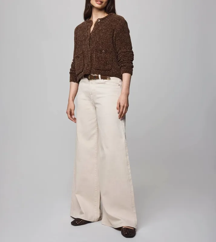 Relaxed Chenille Crop Cardigan