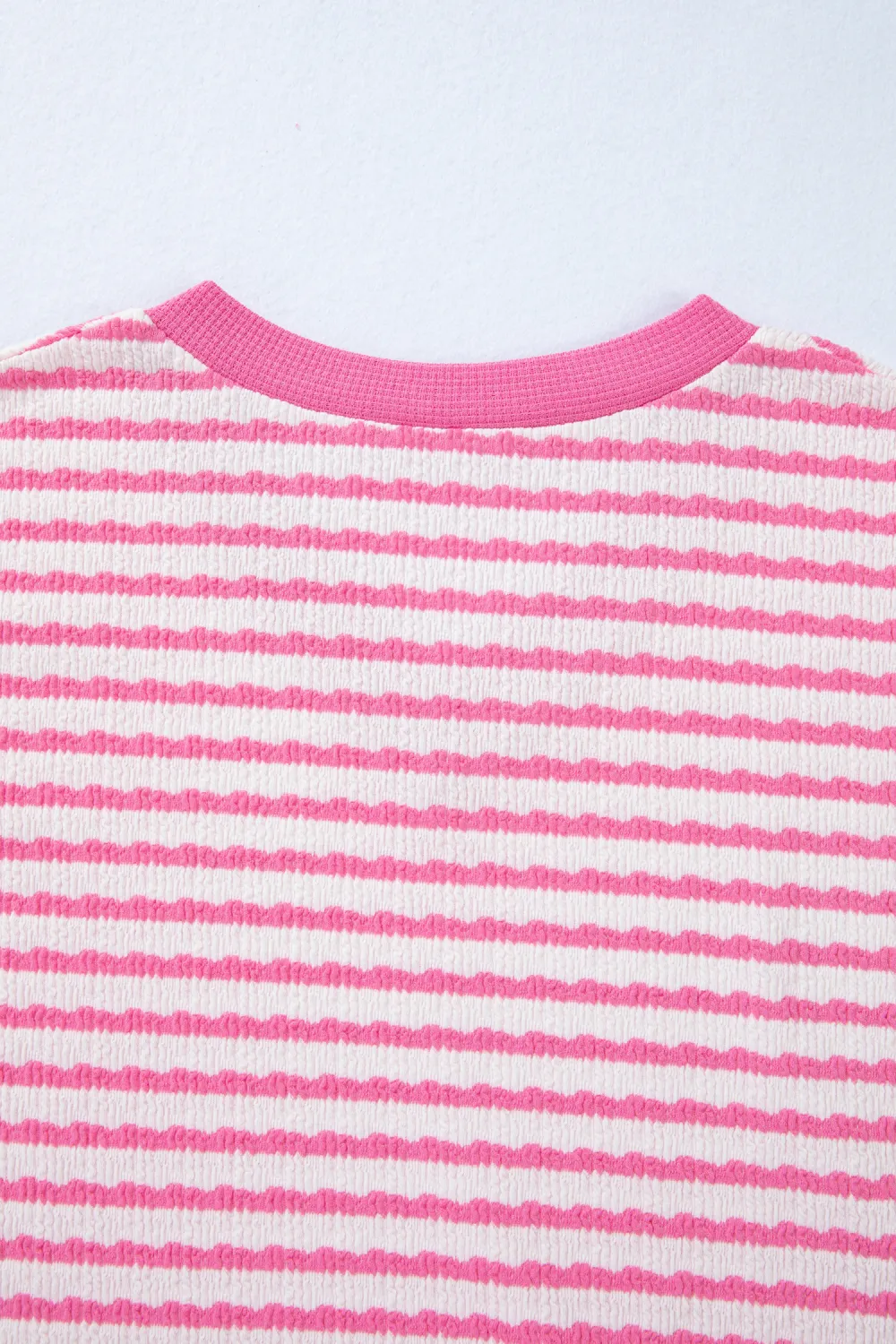 Pink Stripe Textured Knit Contrast Top