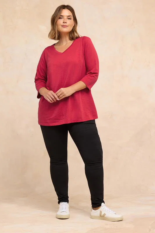 Red V-Neck Cotton Top detail 1