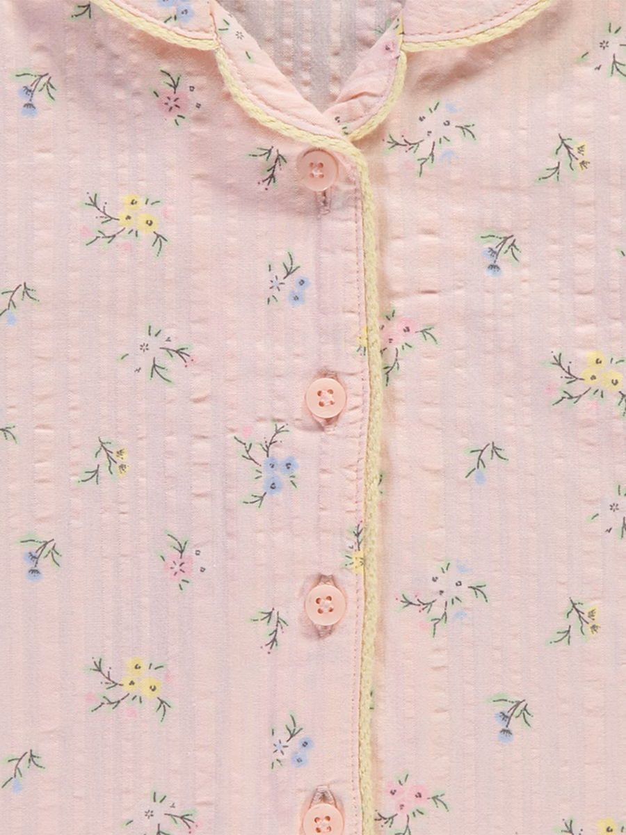 Pink Ditsy Floral Woven Short Shirt Pyjamas detail 2