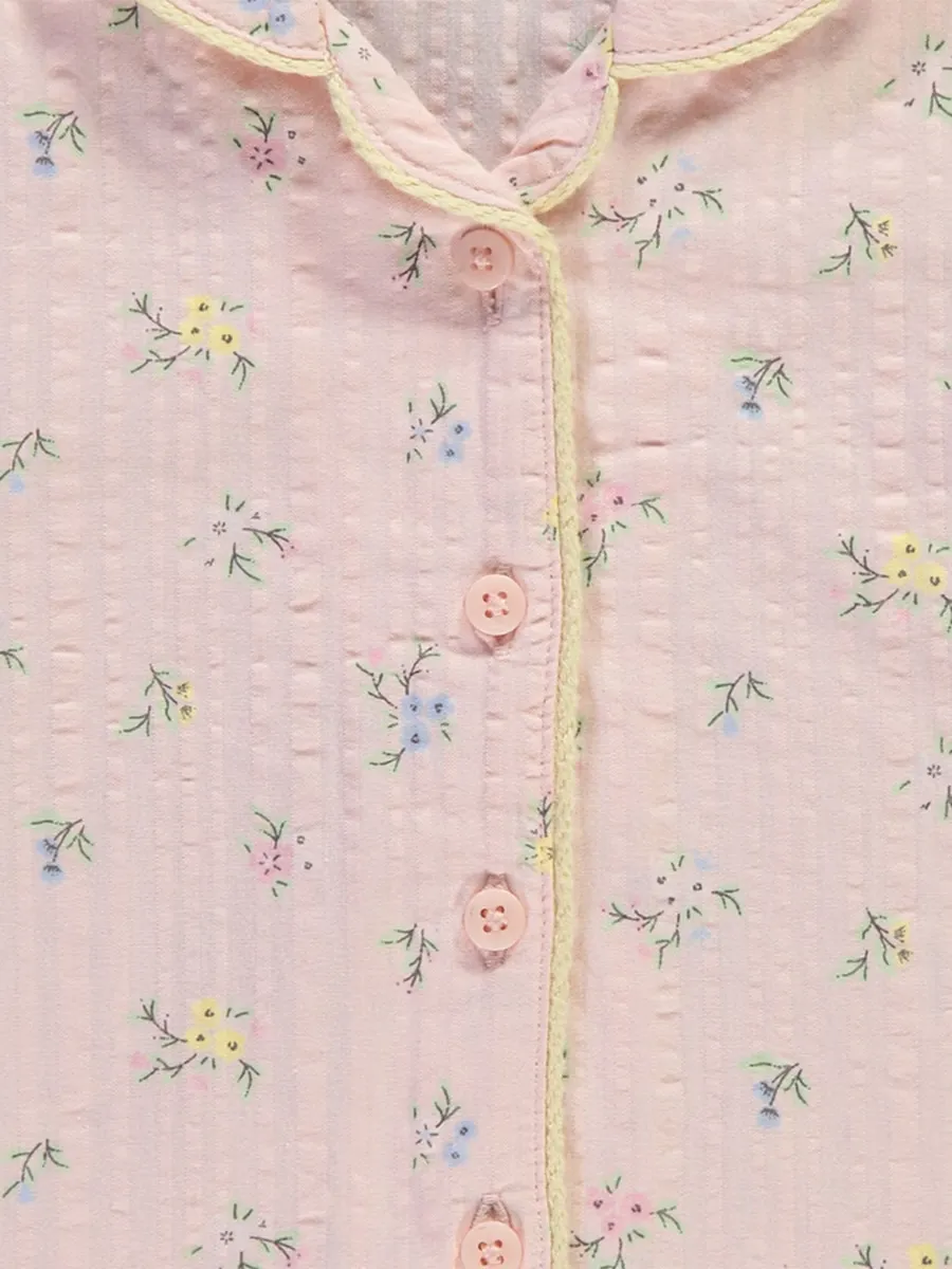 Pink Ditsy Floral Woven Short Shirt Pyjamas