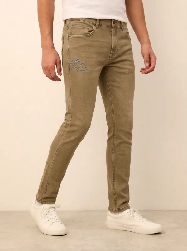 Men's Mountain Gray Embroidered Stretch Jeans