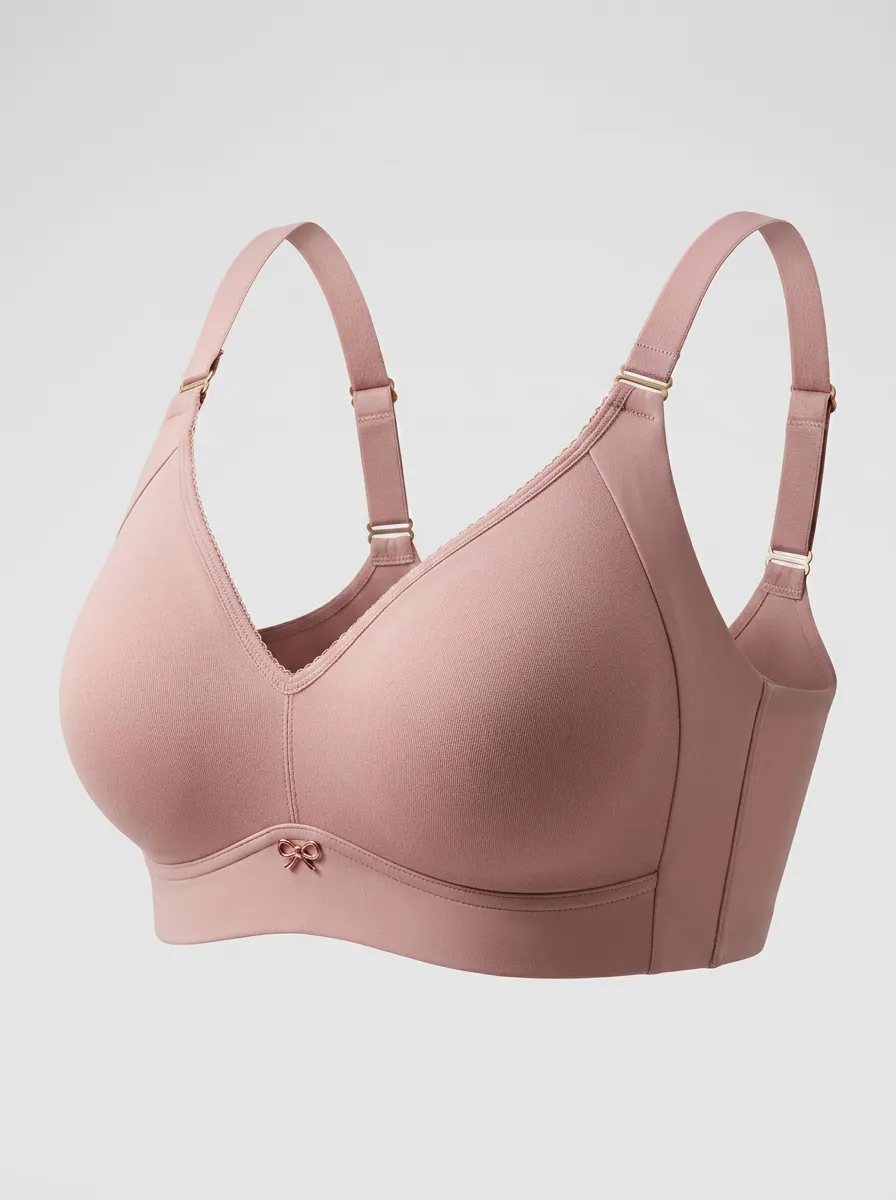 Women's Dusty Pink Bowknot Detail Wireless Comfort Bra Top