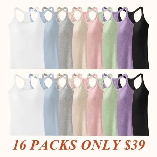 Women's Ribbed Built-in Bra Tank Top | Racerback Cropped Camisole with Removable Pads | Wireless Supportive Workout Yoga Top
