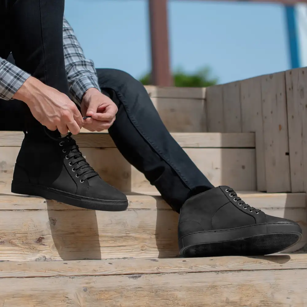 Nubuck Leather High Top Sneakers