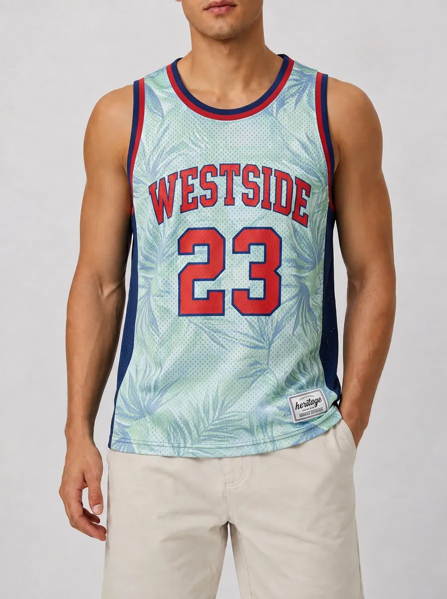 Men's Westside 23 Tropical Leaf Printed Basketball Jersey