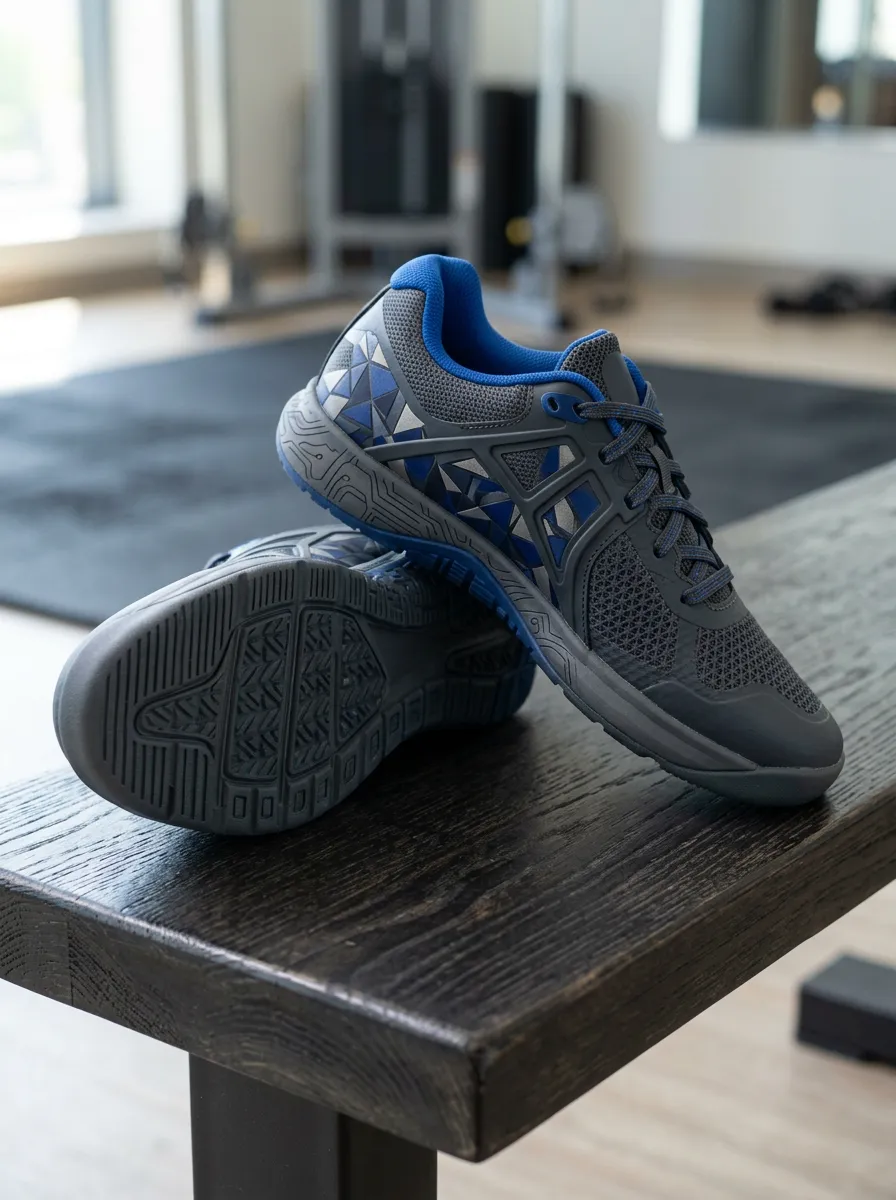 Women's Gym Fitness Blue Geometric Pattern Printed Sneakers