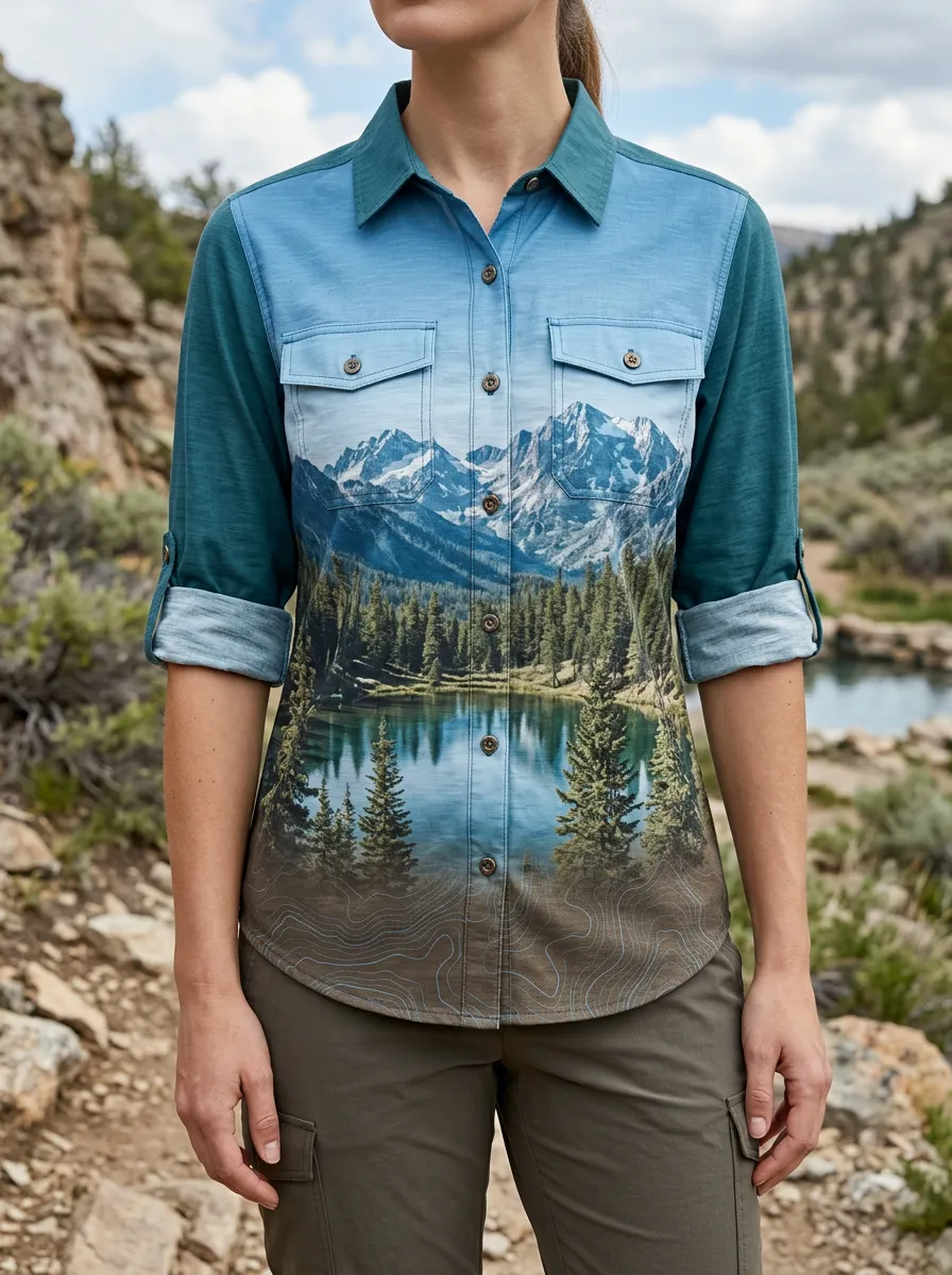 Women's Scenic Hiking Nature Lover Mountain Lake Shirt