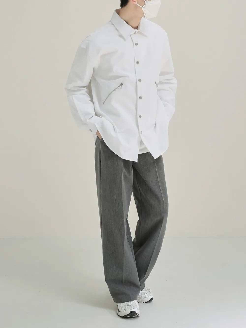 Snap Buttons Collared Shirt