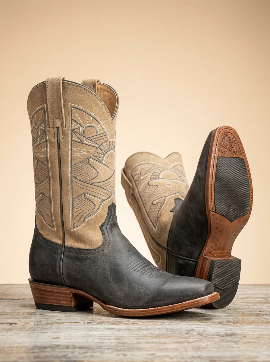 Men's Western Cowboy Sun Mountain Embroidered Boots