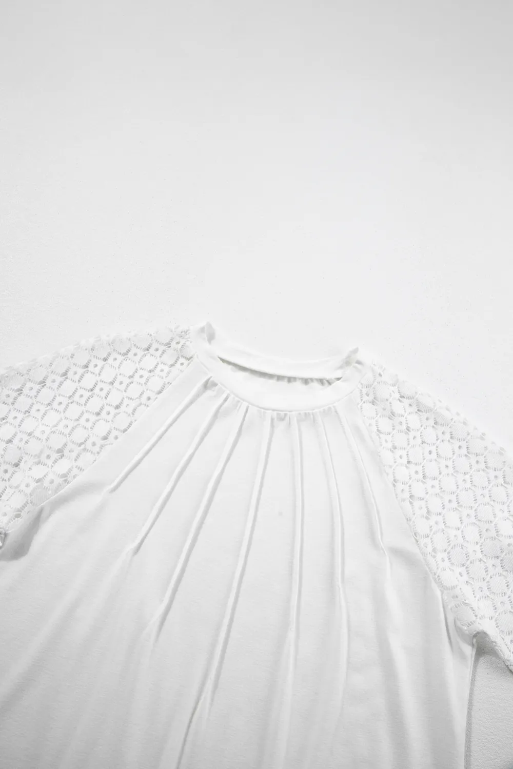 White Seamed Detail Contrast Lace Tee