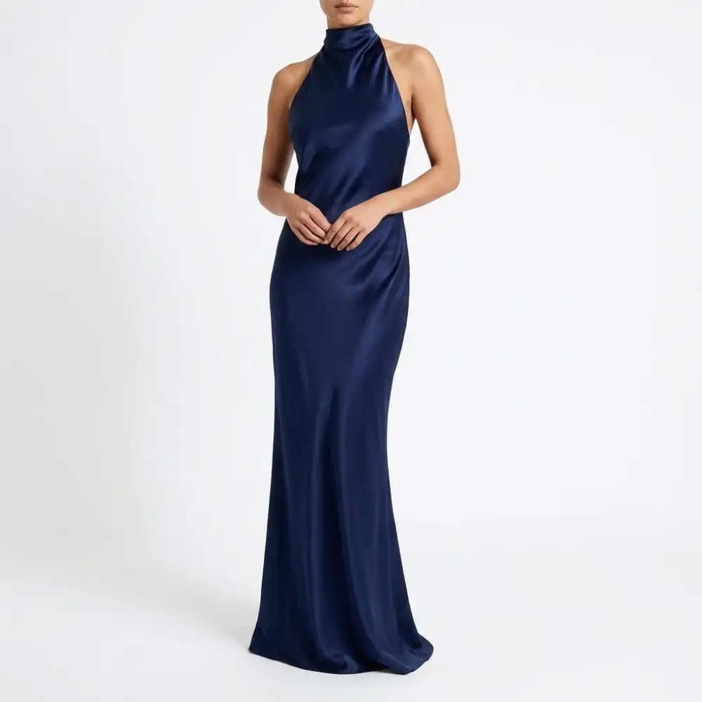Satin Draped Maxi Dress