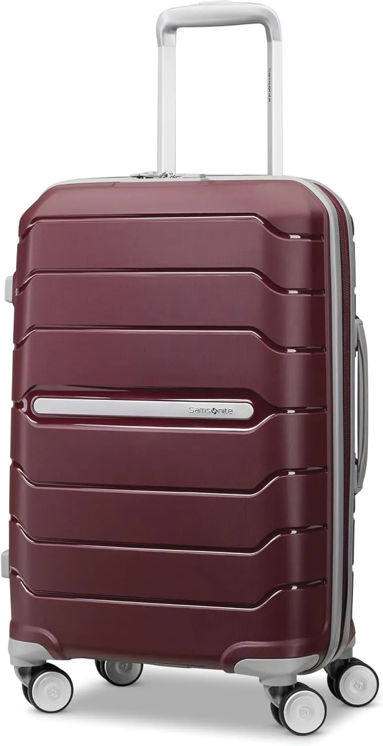 Samsonite Freeform Hardside Carry-On Luggage with Spinner Wheels - Hardshell Suitcase - TSA, Airline-Approved - Expandable Hard Shell, Smooth Rolling Wheels for Lightweight Travel - White/Grey