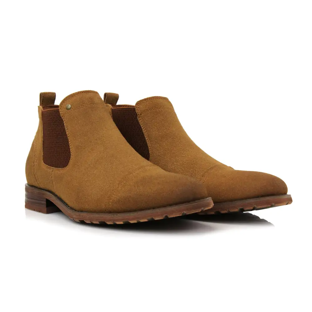 Classic Faux-Suede Suede Faux-Leather Chelsea Boots