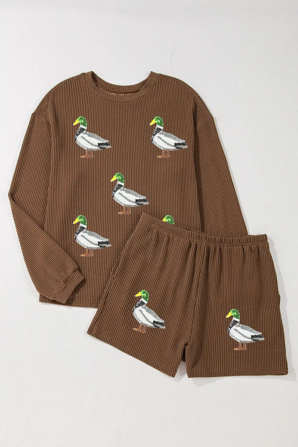 Ribbed Long Relaxed Shorts Lounge Set Comfort