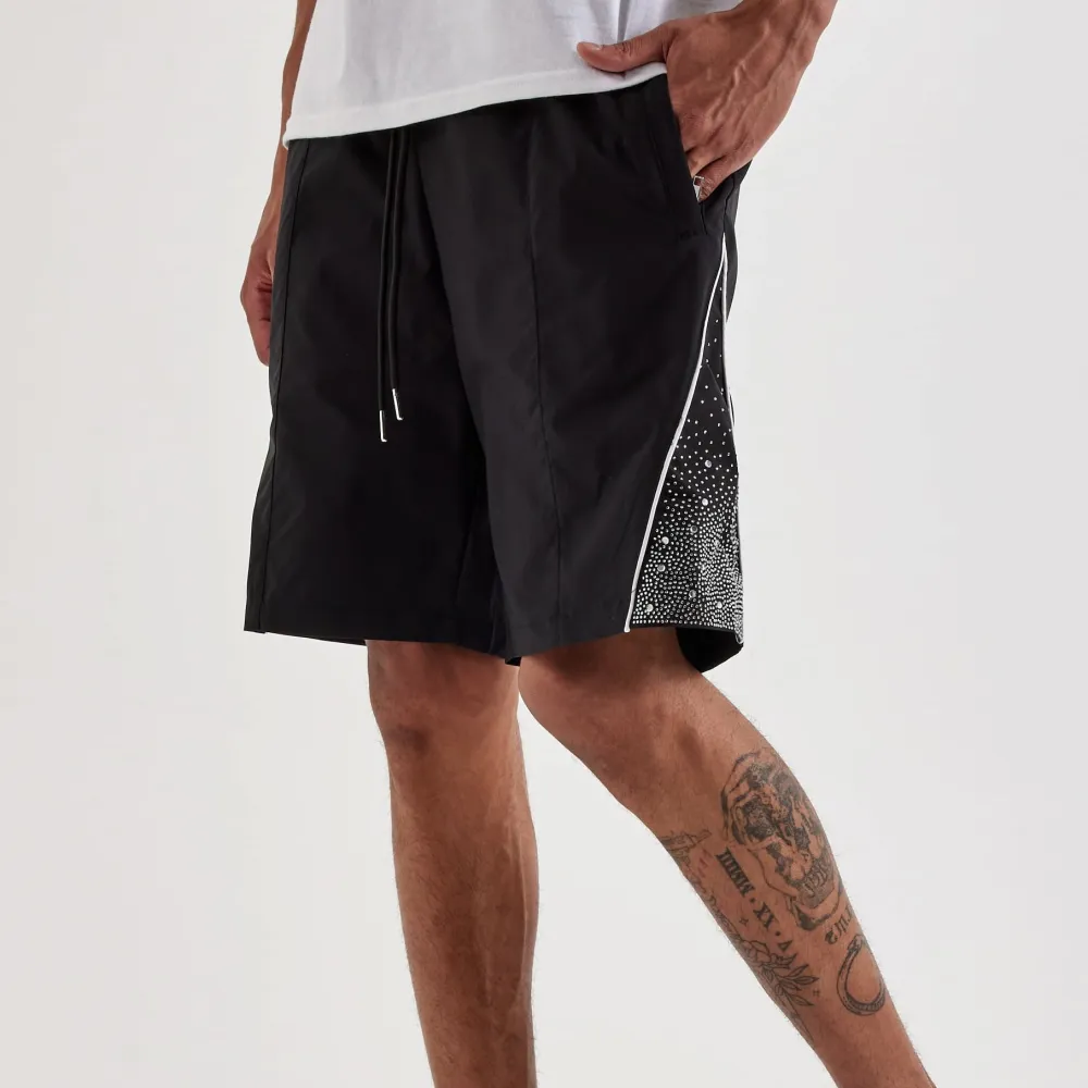 Streetwear Rhinestone Nylon Shorts
