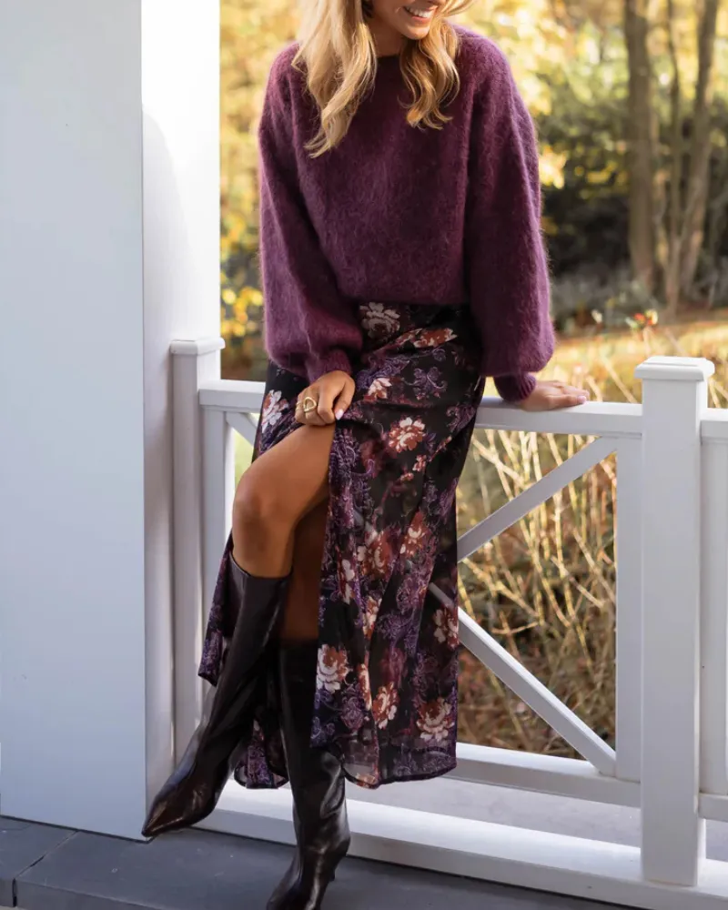 V-Neck Floral Maxi Soft Drape Dress