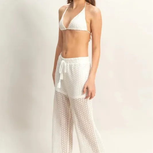 Crochet Bra and Drawstring Pants Set