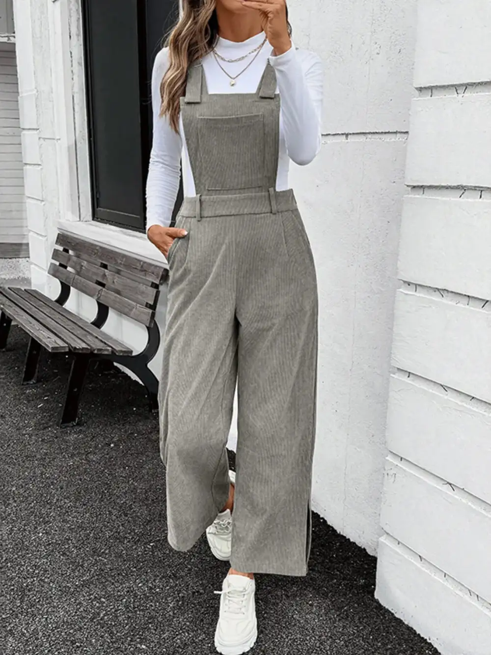 Pocket Side Slit Overalls