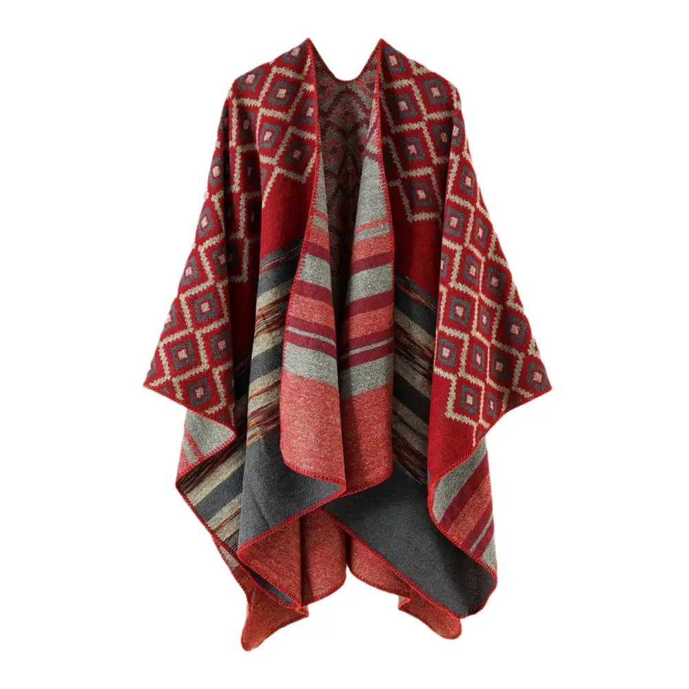 Jacquard Geometric Wrap Scarf