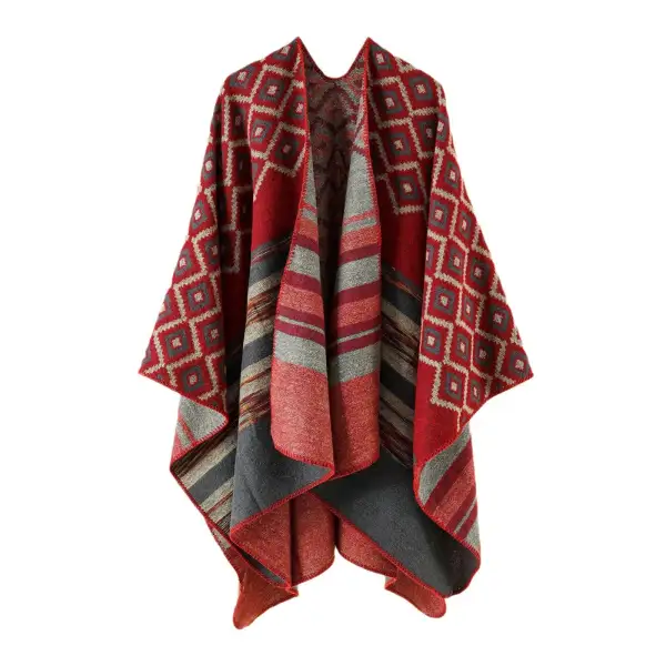 Jacquard Geometric Wrap Scarf