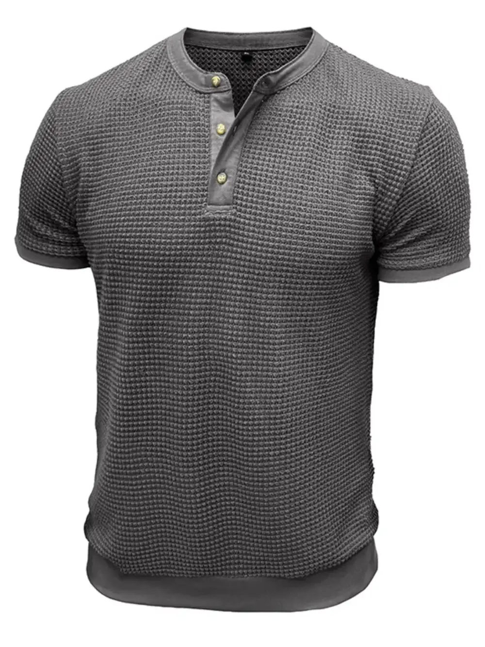Textured Henley Short Sleeve Tee
