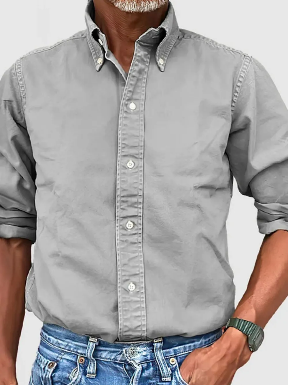 Polyester Button Down Collared Shirt