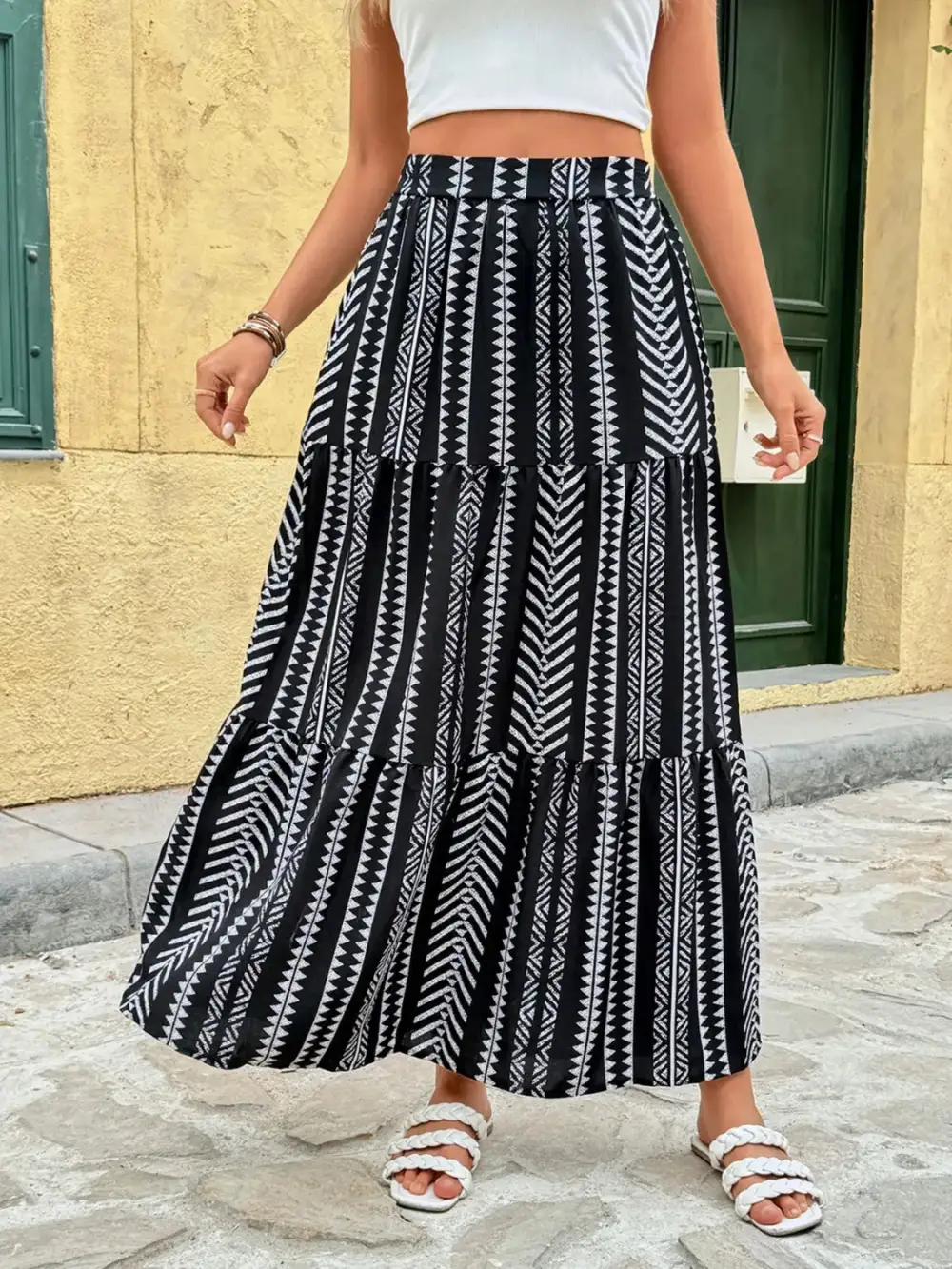 Fine Open Printed Skirt