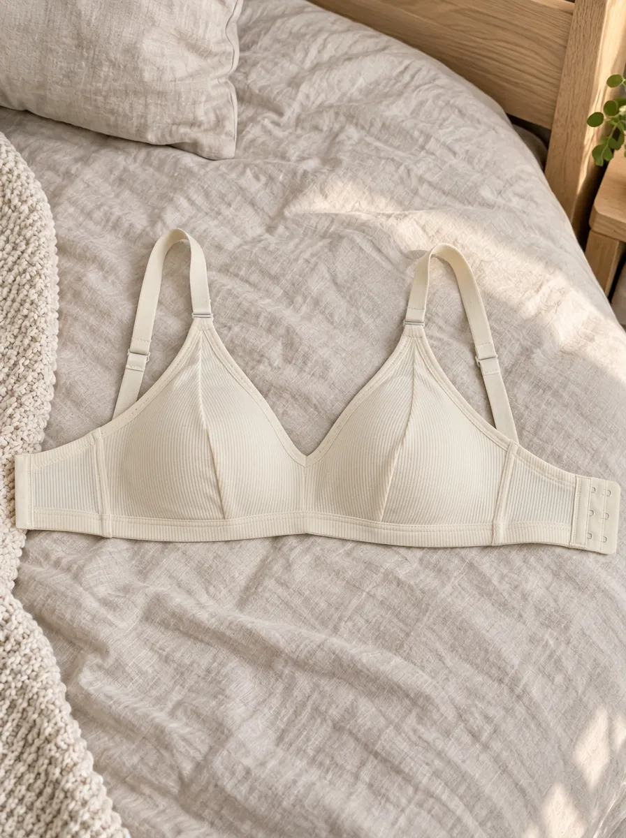 Women's Minimalist Ribbed Wireless Adjustable Strap Everyday Essential Bra