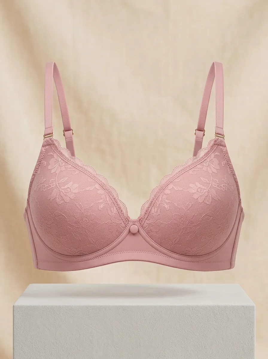 Women's Padded Underwire Floral-Lace Scalloped-Edge Bra
