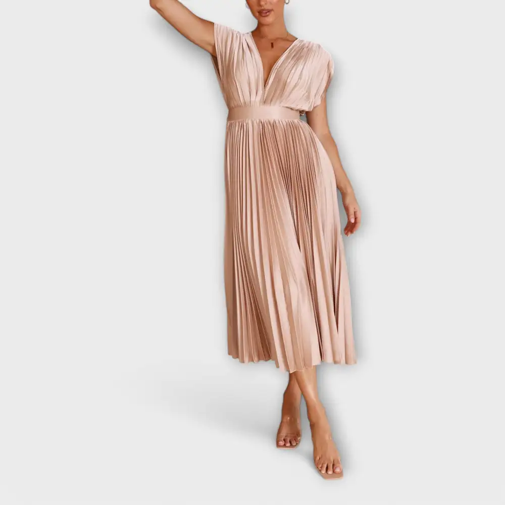 Pleated Flowing Relaxed Casual Dress