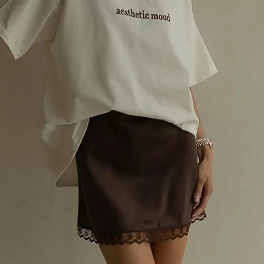 Mini Lace Satin A-Line Skirt
