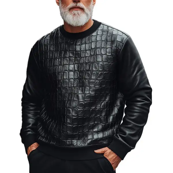 Relaxed Pullover Leather Sweatshirt