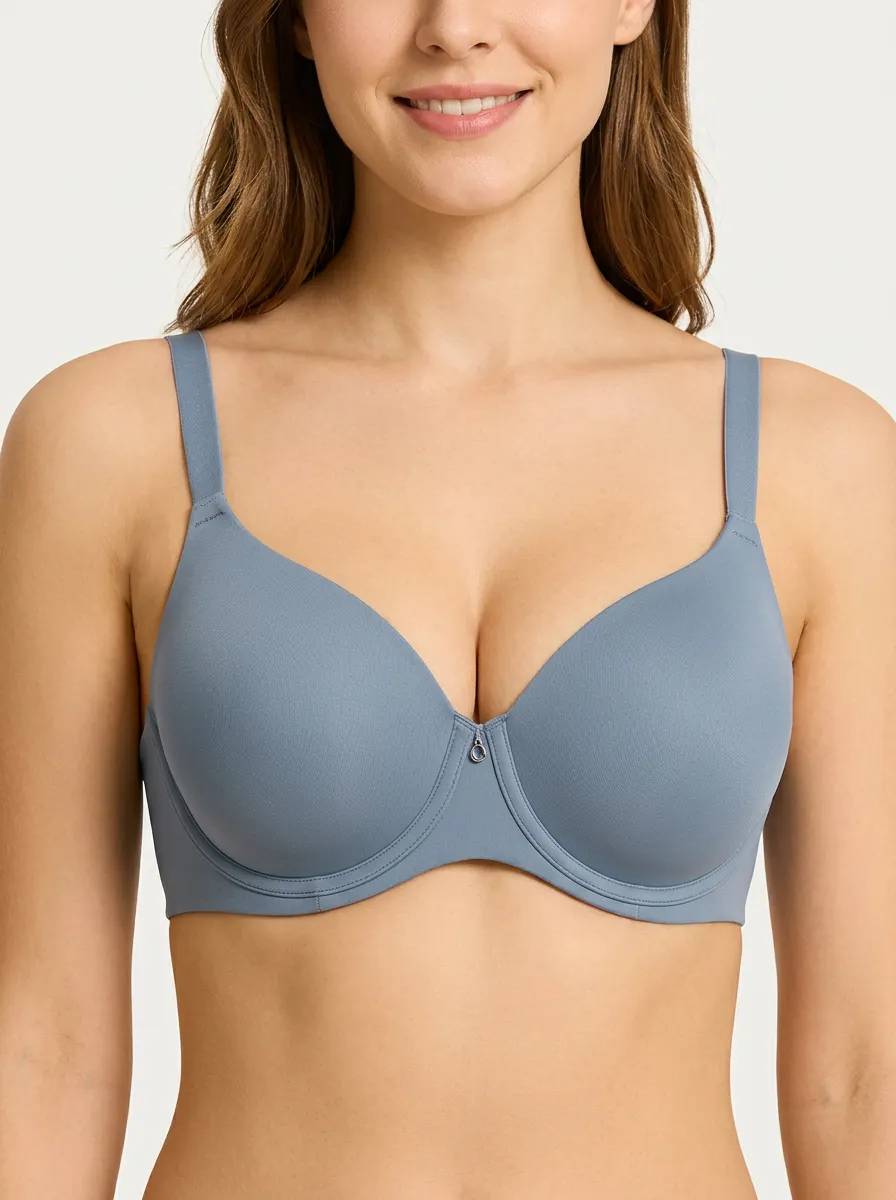 Women's Underwire Contour-Cup Molded-Cup Wide-Strap Bra