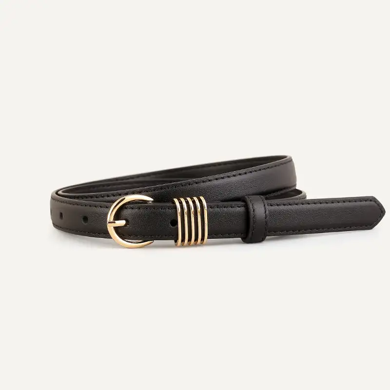 Relaxed Skinny Leather Belt with Buckle