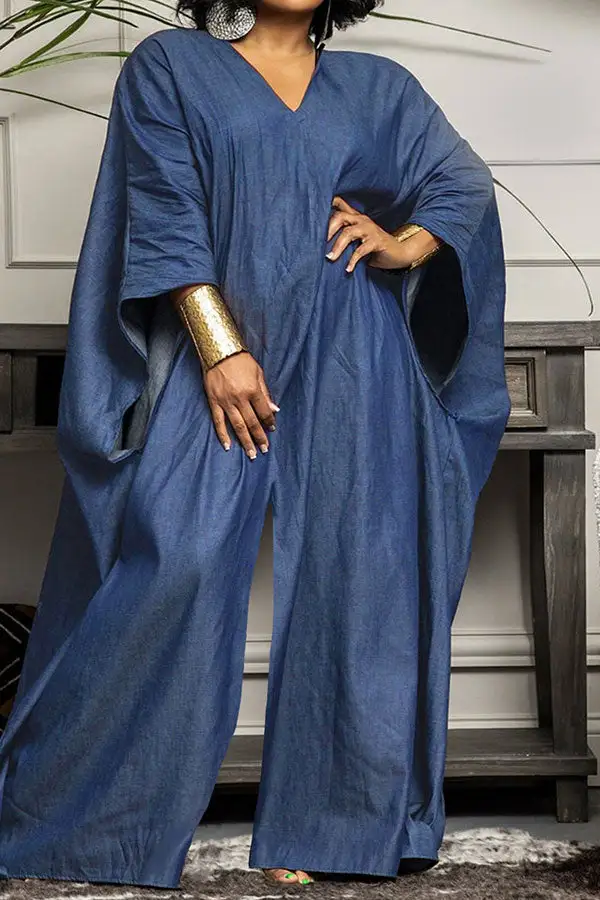 V-Neck Batwing Sleeve Jumpsuit