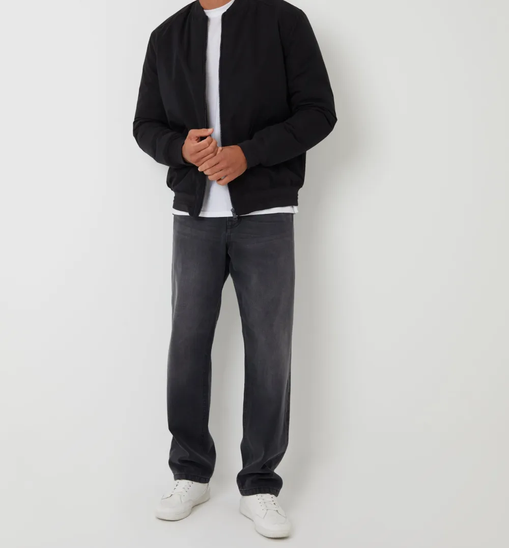 Men's Black Padded Bomber Jacket
