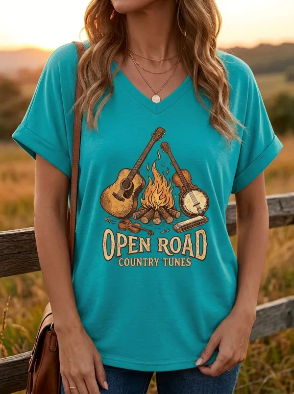 Banjo Guitar Women's V-Neck T-Shirt